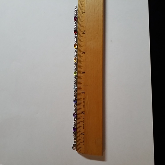 Multi-Gemstone & Stampado Bow Link Bracelet In Sterling Silver. - Picture 4 of 7